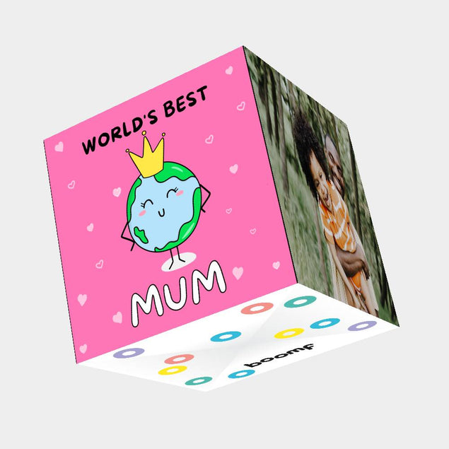 World's Best Mum Bomb 3D Cube Card