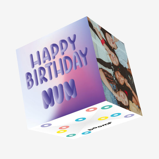 Fluffy Purple Letters Happy Birthday Mum Confetti-exploding Greetings Card