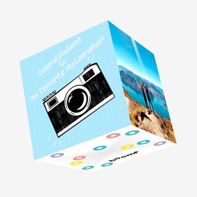 Congratulations To My Fav Photographer Vintage Camera Confetti-exploding Greetings Card