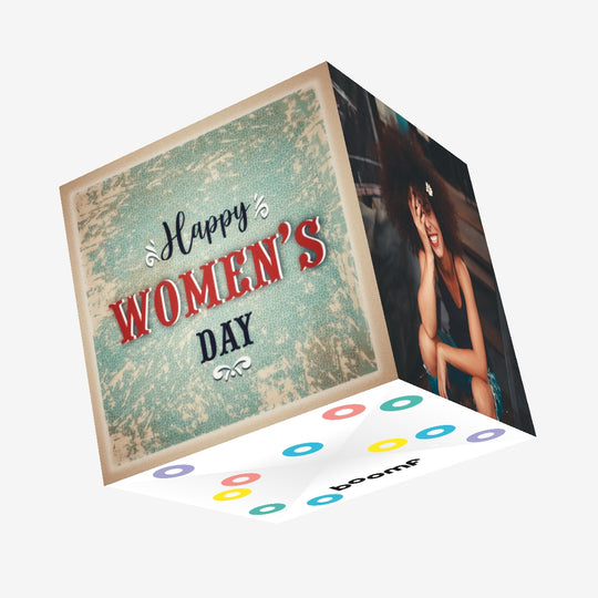 Vintage Happy Women's Day Confetti-exploding Greetings Card
