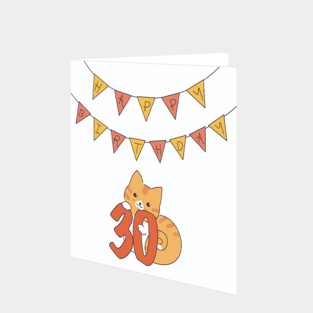 Birthday Cat 30 Card