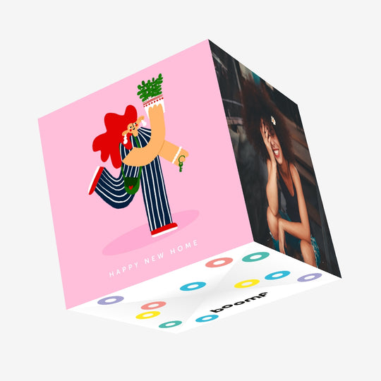 Girl And Plant New Home Confetti-exploding Greetings Card