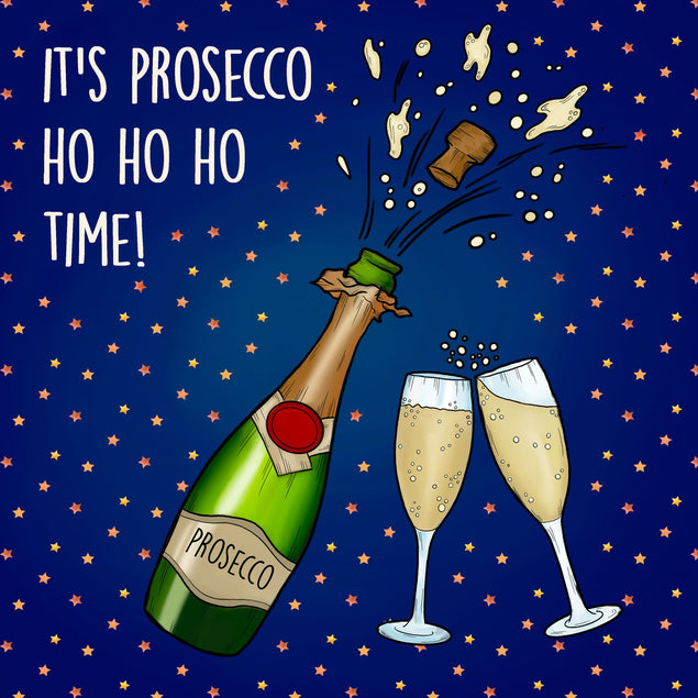 Prosecco Ho Ho Ho Time Card