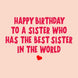 To A Sister Who Has The Best Sister In The World Birthday Card