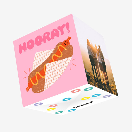 Hot Dog Hooray Birthday Confetti-exploding Greetings Card