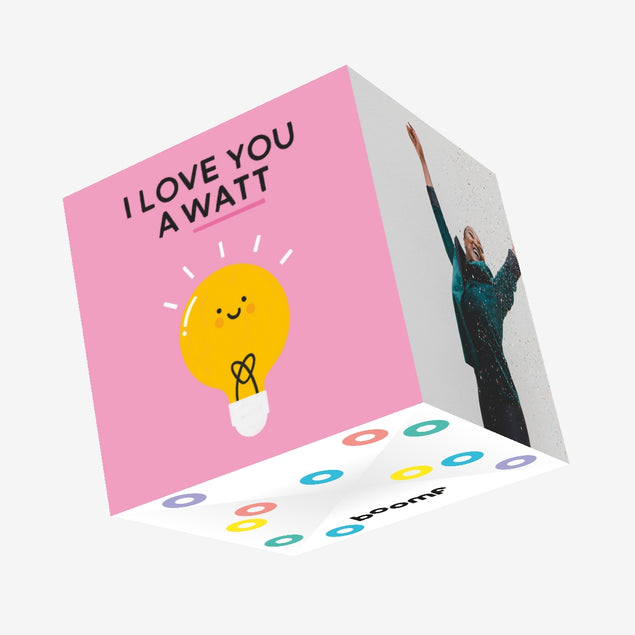 I Love You a Watt Pink Confetti-exploding Greetings Card