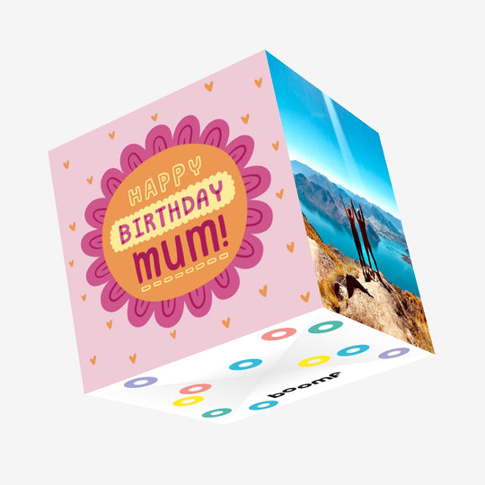 Mum Pink Flower Birthday Confetti-exploding Greetings Card