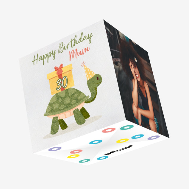 Turtle Mum 30th Birthday Confetti-exploding Greetings Card