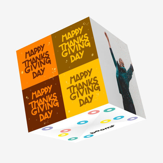 Happy Thanksgiving Orange Colors Confetti-exploding Greetings Card