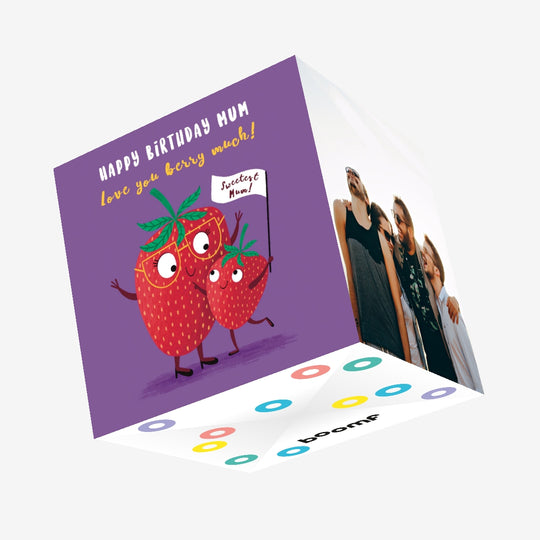 Cute Strawberry Mum Birthday Confetti-exploding Greetings Card