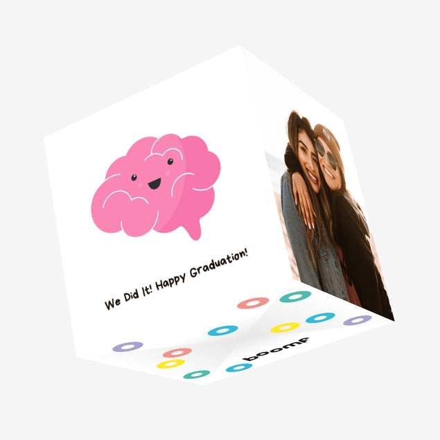 Cute Smart Brain We Did It Graduation Confetti-exploding Greetings Card