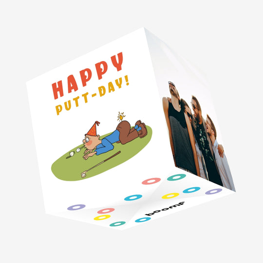 Funny Golf Player Happy Birthday Confetti-exploding Greetings Card