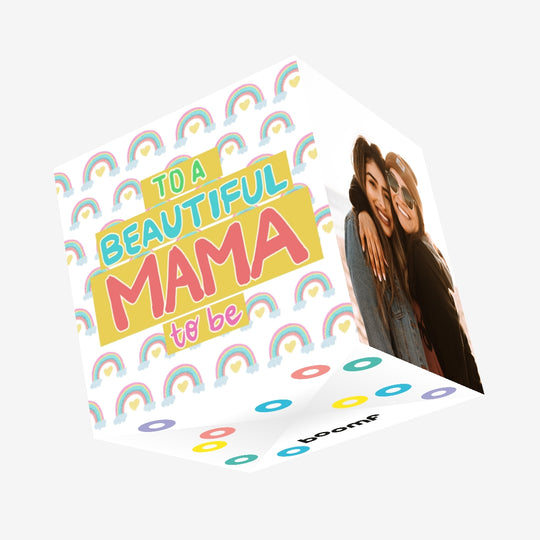 Happy Mother's Day To A Beautiful Mama To Be Rainbow Confetti-exploding Greetings Card