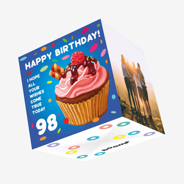 Sweet Cupcake Happy 98th Birthday Confetti-exploding Greetings Card