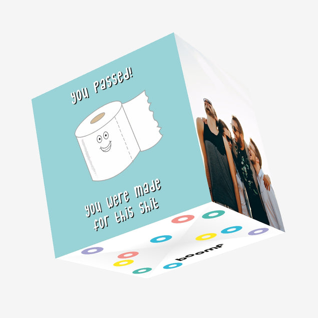 You passed! You were made for this shit - blue Confetti-exploding Greetings Card