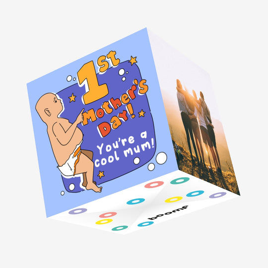 Happy First Mother's Day Cool Mum Confetti-exploding Greetings Card