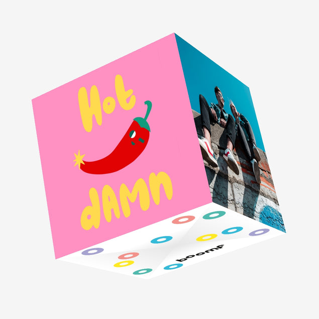 Funny Chilli Pepper Hot Damn Confetti-exploding Greetings Card