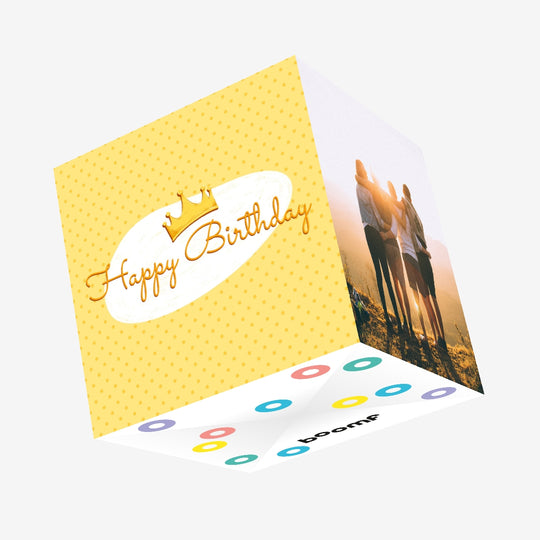 Happy Birthday Crown Confetti-exploding Greetings Card