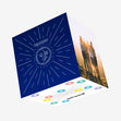 Blue Background Sun And Moon Congratulations Confetti-exploding Greetings Card