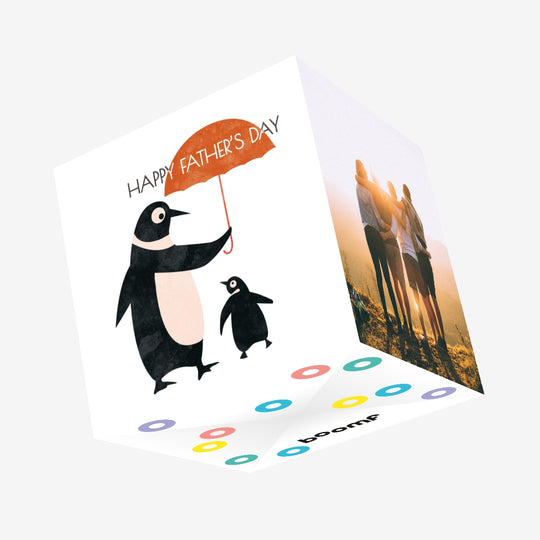 Father's Day Penguin Confetti-exploding Greetings Card