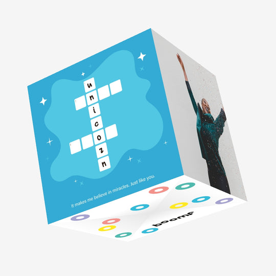 Unicorn Crossword Confetti-exploding Greetings Card