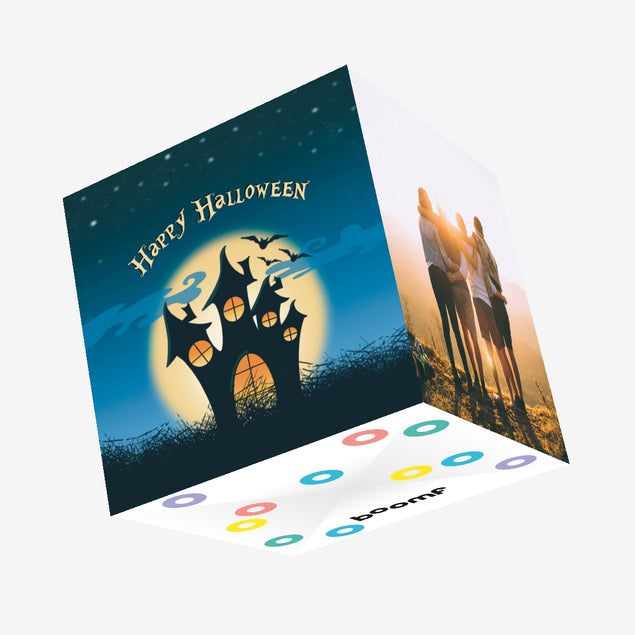 Spooky Castle Halloween Confetti-exploding Greetings Card