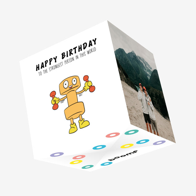 Dumbbell Wishing A Happy Birthday Confetti-exploding Greetings Card