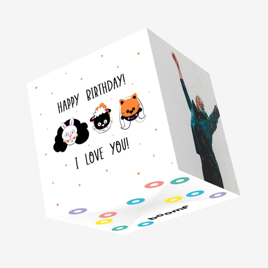Animals Happy Birthday I Love You Confetti-exploding Greetings Card