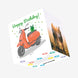 Red Lambretta Scooter With A Gift Happy Birthday Confetti-exploding Greetings Card