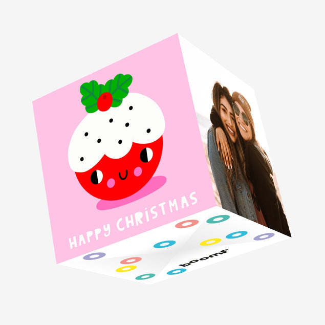 Cute Christmas Pudding Confetti-exploding Greetings Card