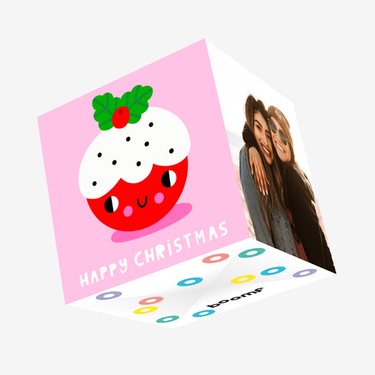 Cute Christmas Pudding Confetti-exploding Greetings Card