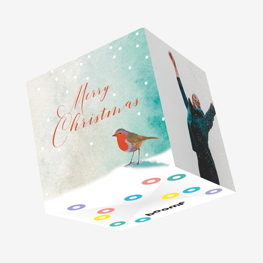 Vintage Style Christmas Robin Confetti-exploding Greetings Card