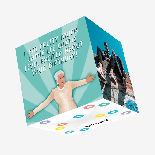 Excited Jamie Lee Curtis Birthday Confetti-exploding Greetings Card – Boomf