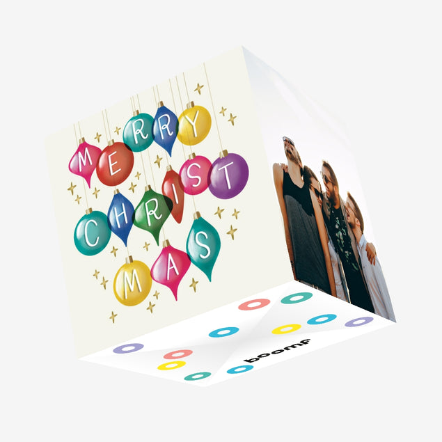 Merry Christmas Baubles Confetti-exploding Greetings Card