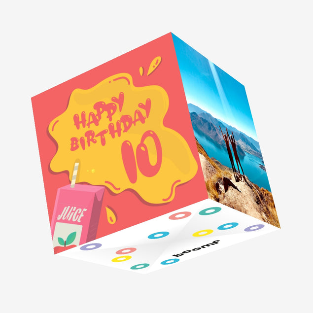 Open Juice Happy 10th Birthday Confetti-exploding Greetings Card