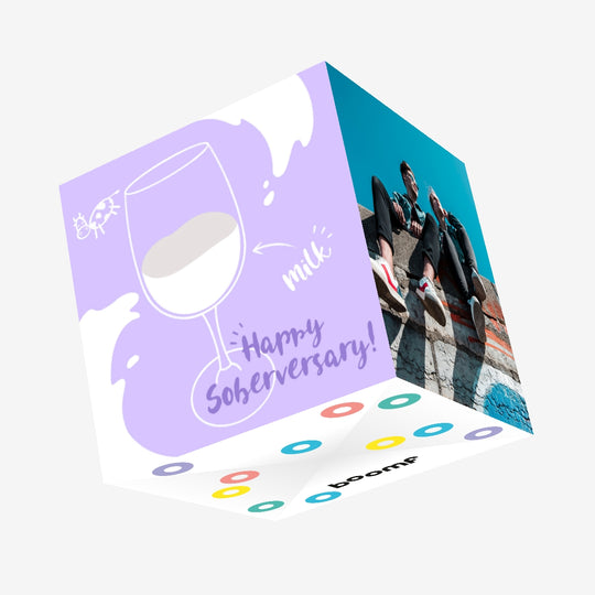 Milk Glass Happy Soberversary Confetti-exploding Greetings Card