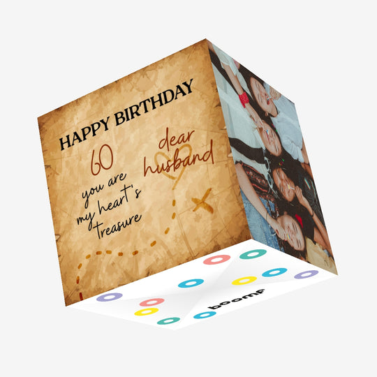 Treasure Map Happy 60th Birthday My Dear Husband Confetti-exploding Greetings Card
