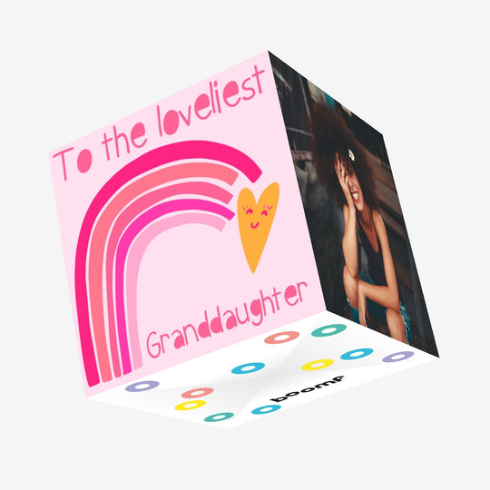 Loveliest Granddaughter Rainbow Heart Confetti-exploding Greetings Card