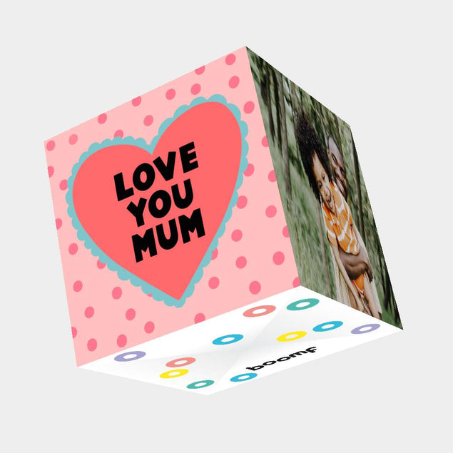 Love You Mum Bomb 3D Cube Card