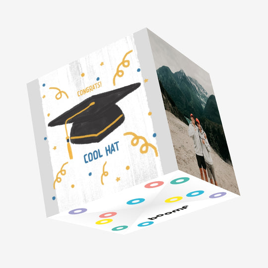 Cool Hat Graduation Confetti-exploding Greetings Card