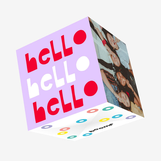 Hello Hello Hello Confetti-exploding Greetings Card