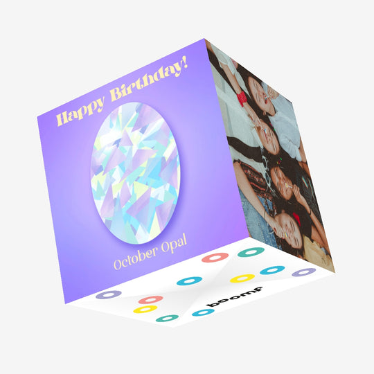 Happy October Birthday Gem Confetti-exploding Greetings Card