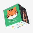 Cute Little Tiger Happy 3rd Birthday Boy Confetti-exploding Greetings Card
