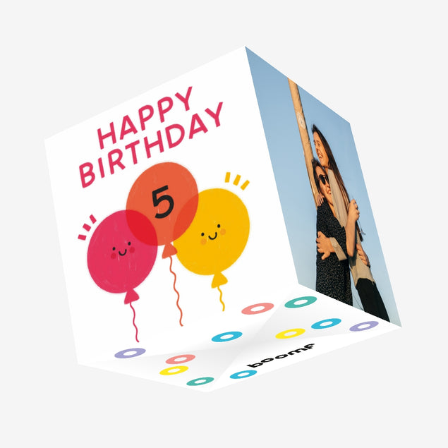 Happy Birthday Balloons Age 5 Confetti-exploding Greetings Card