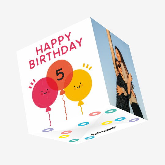 Happy Birthday Balloons Age 5 Confetti-exploding Greetings Card