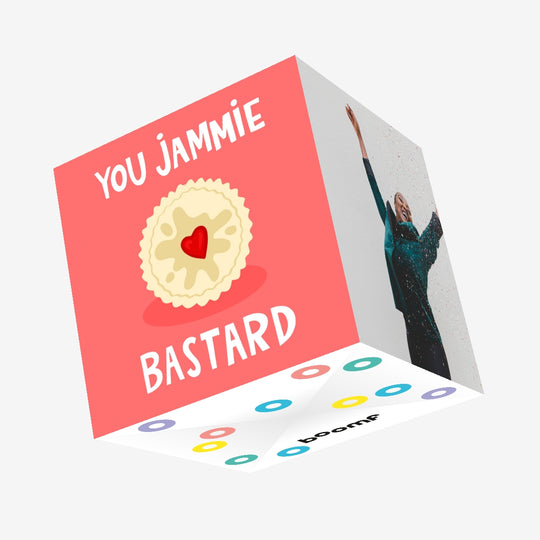 You Jammie Bastard Jammie Dodger Biscuit Congratulations Confetti-exploding Greetings Card