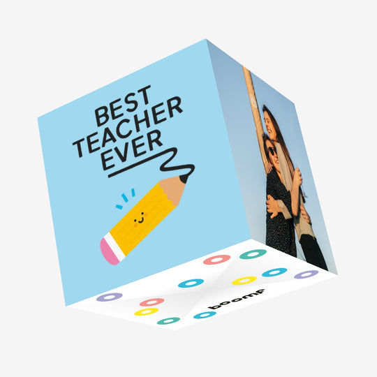Best Teacher Ever Smiling Pencil Confetti-exploding Greetings Card