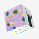 Happy Birthday Tropical Flowers And Leaves Lilac Confetti-exploding Greetings Card