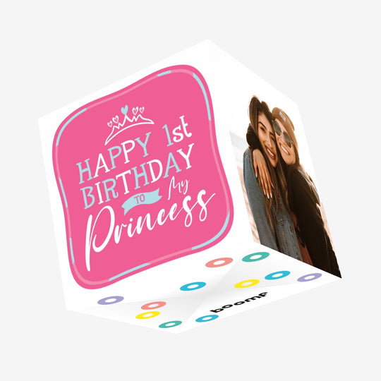 Happy 1st Birthday My Princess Tiara Confetti-exploding Greetings Card