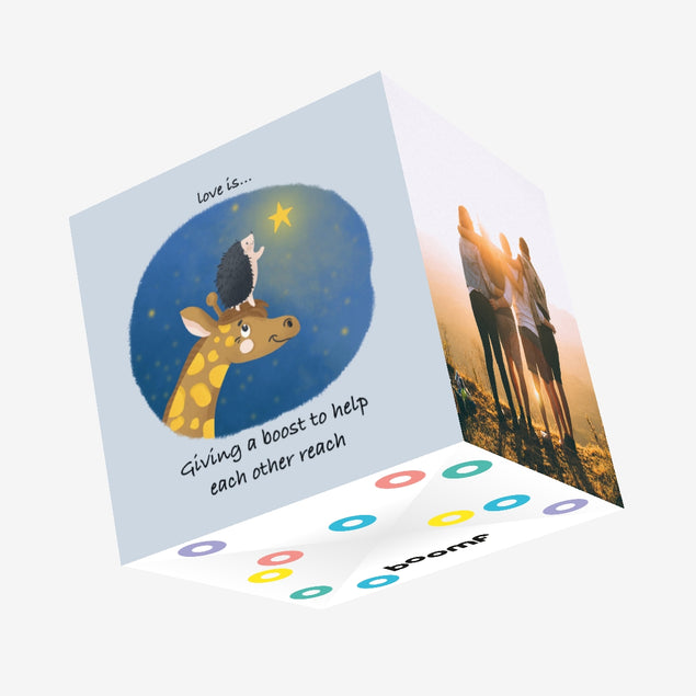 Happy Valentine's Day Cute Giraffe And A Hedgehog Confetti-exploding Greetings Card